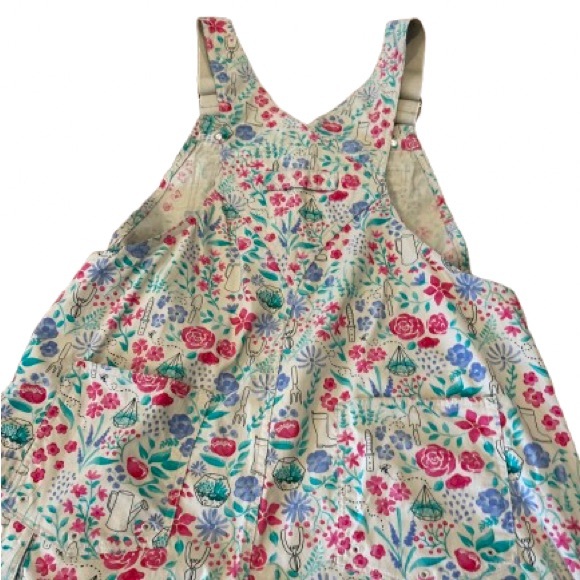 Duluth Trading Co Womens Gray and Pink Floral Patterned Overalls Size Large X 31 - Picture 10 of 16